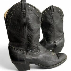 Dingo Vintage Leather Black Studded Western Cowgirl Cowboy Boots Women's 7.5 M
